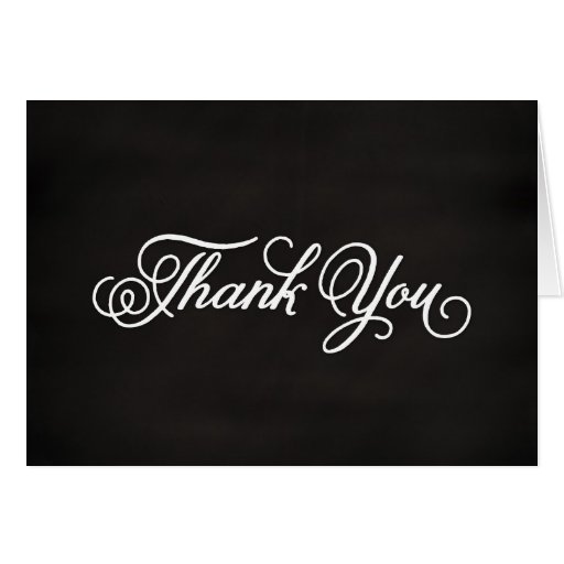 White Calligraphy Chalkboard Thank You Note Card | Zazzle