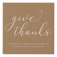 White Calligraphy Give Thanks Thanksgiving Decor