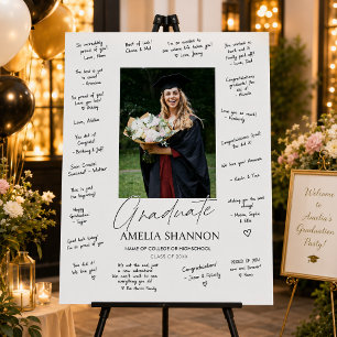White Calligraphy Photo Graduation Guest Signature Foam Board