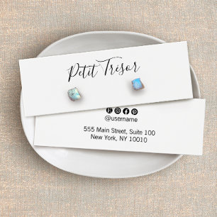 White Calligraphy Script Stud Earring Display