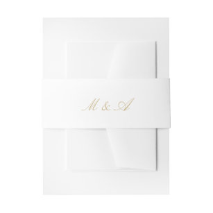 White Calligraphy Wedding Invitation Belly  Invitation Belly Band