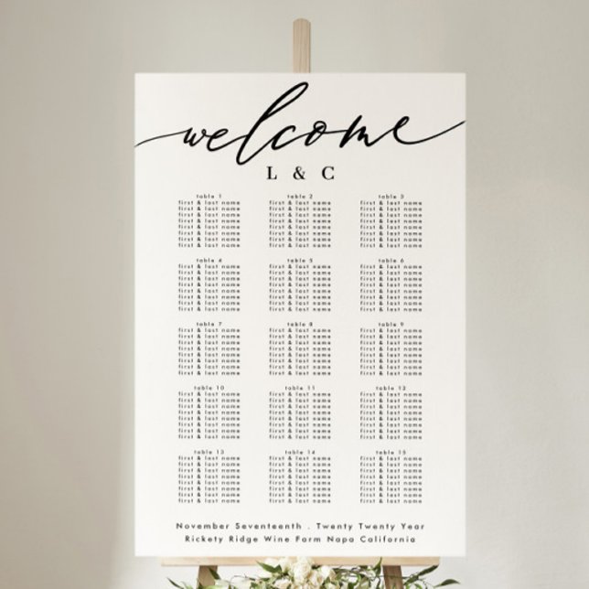 White Calligraphy Wedding Welcome Seating Chart (Creator Uploaded)