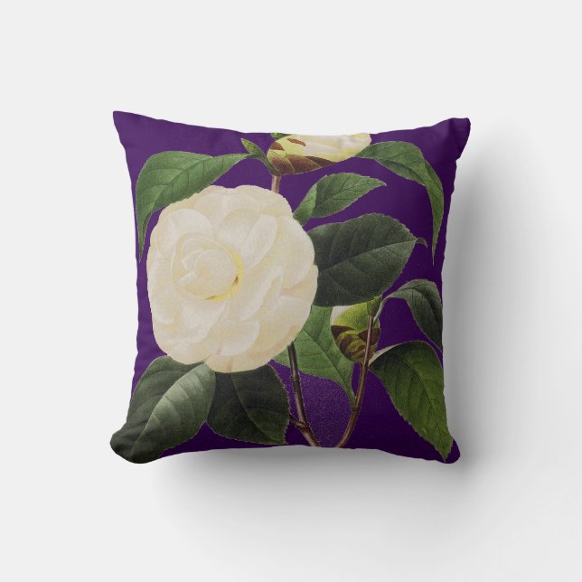 White Camellia, 1833 Throw Pillow (Front)