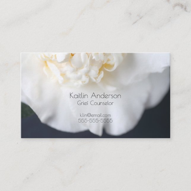 White camellia flower business card (Front)