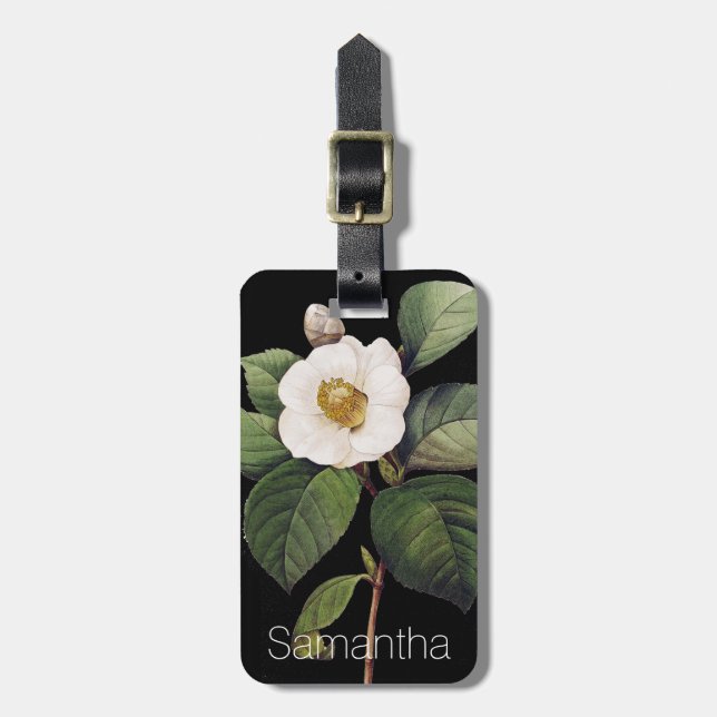 White Camellia Luggage Tag (Front Vertical)