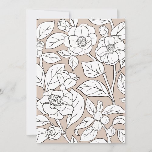 White Camellia on Khaki Background A7  Thank You Card
