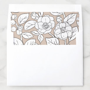 White Camellia on Khaki Background Envelope Liner