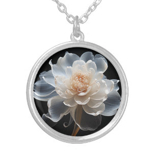 white Camellia Silver Plated Necklace