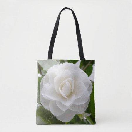 White Camellia Watercolor Fine Floral Tote Bag