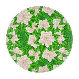 White Camellias and Green Leaves Cutting Board