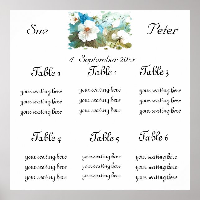 WHITE CAMELLIAS SEATING SHART POSTER (Front)