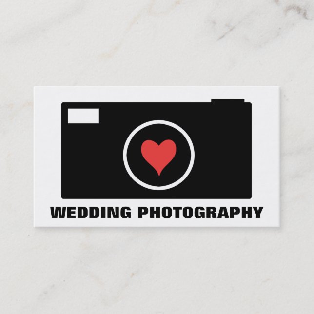 White Camera Wedding Photography Business Card (Front)