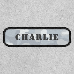 White Camouflage custom military name patches