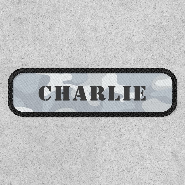 White Camouflage custom military name patches (Front)