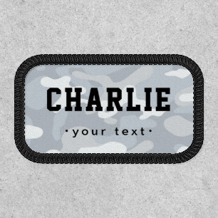 White Camouflage custom military name patches