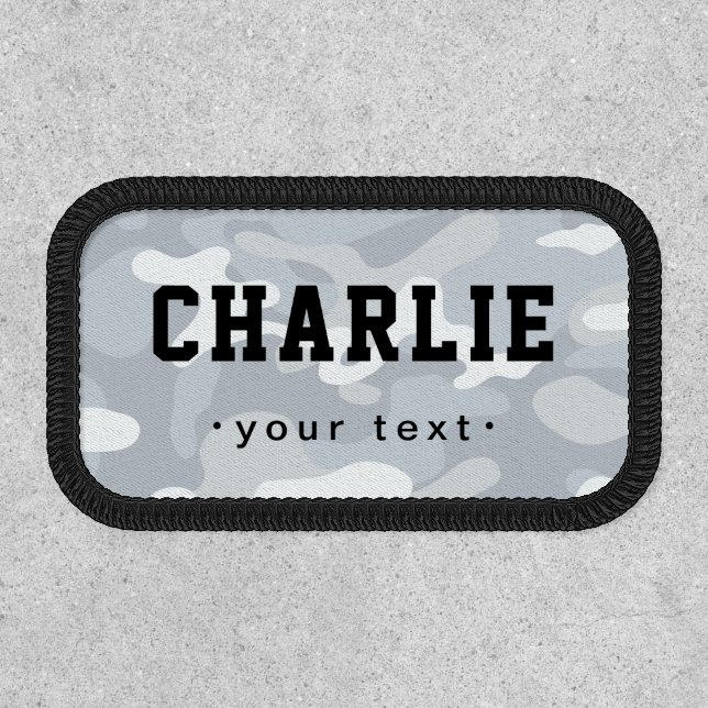 White Camouflage custom military name patches (Front)
