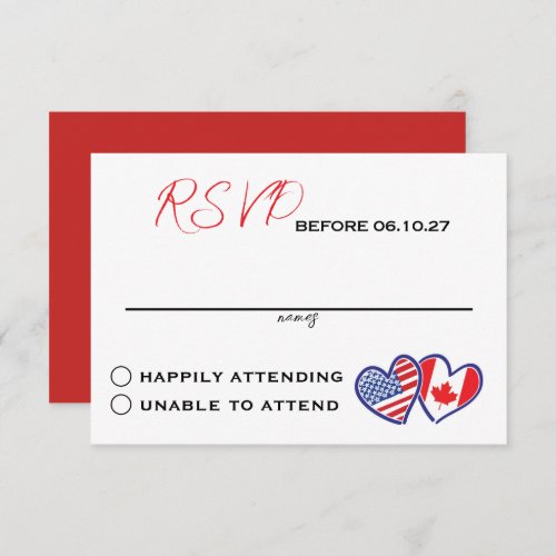White Canadian American Heart Flags Response Card