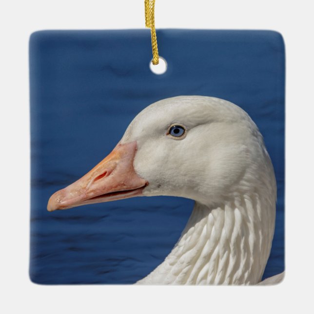 White Canadian Goose Ceramic Ornament (Front)