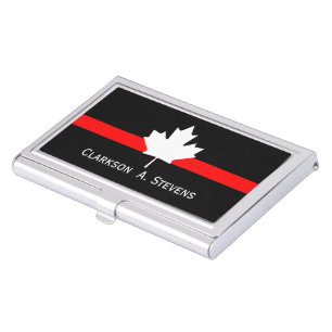 White Canadian Maple Leaf (Your Name) Business Card Holder