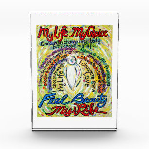 White Cancer Angel Poem Art Paperweight Acrylic Award
