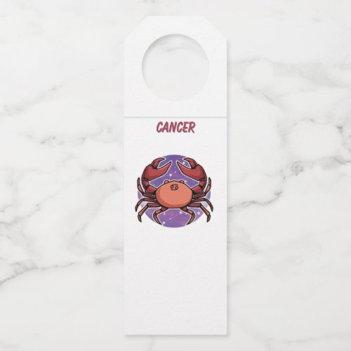White Cancer, zodiac, star sign print Bottle Hanger Tag