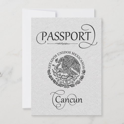 White Cancun Passport Save the Date Card