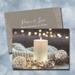 White Candle Christmas Holiday Card