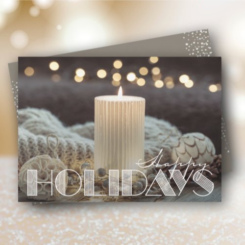 White Candle Cozy Christmas Happy Holiday Card