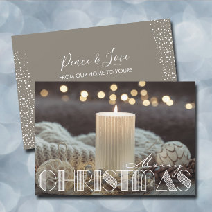 White Candle Cozy Christmas Holiday Card