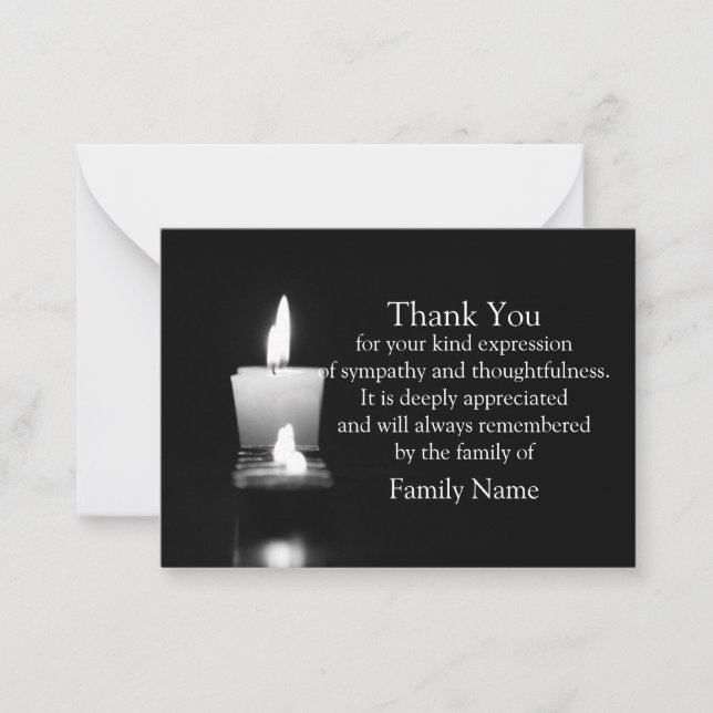 White Candle Light After Funeral Thank You Card (Front)