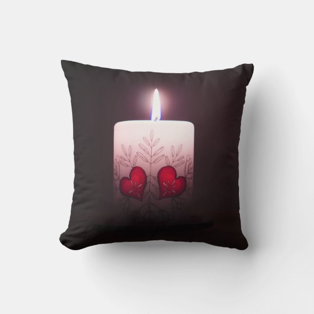 White Candle Throw Pillow (Front)