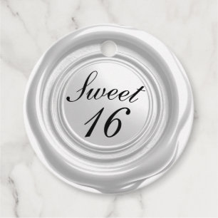 White Candle Wax Seal Drip Sweet 16 Wedding Favor Tags