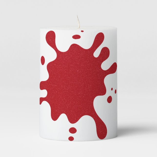 White Candle with Tomato Red Splatter – Customize (Front)