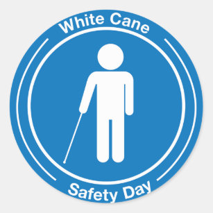 White Cane Safety Day Classic Round Sticker