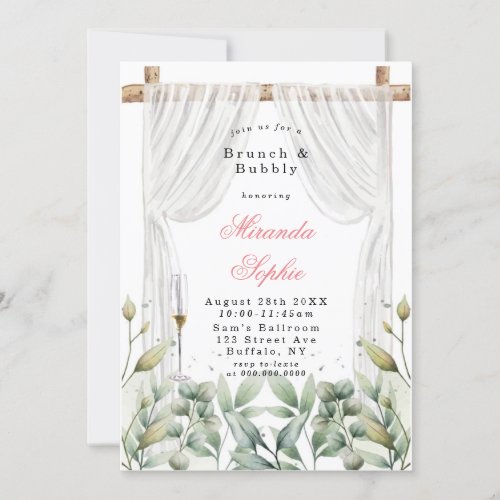 White Canopy Pink Florals Brunch  Bubbly Invites