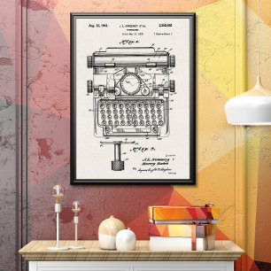 White canvas   Typewriter Patent Poster