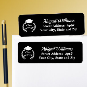 White Cap and Laurel Graduation Label
