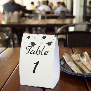 White Cap & Confetti Graduation Paper Table Tent