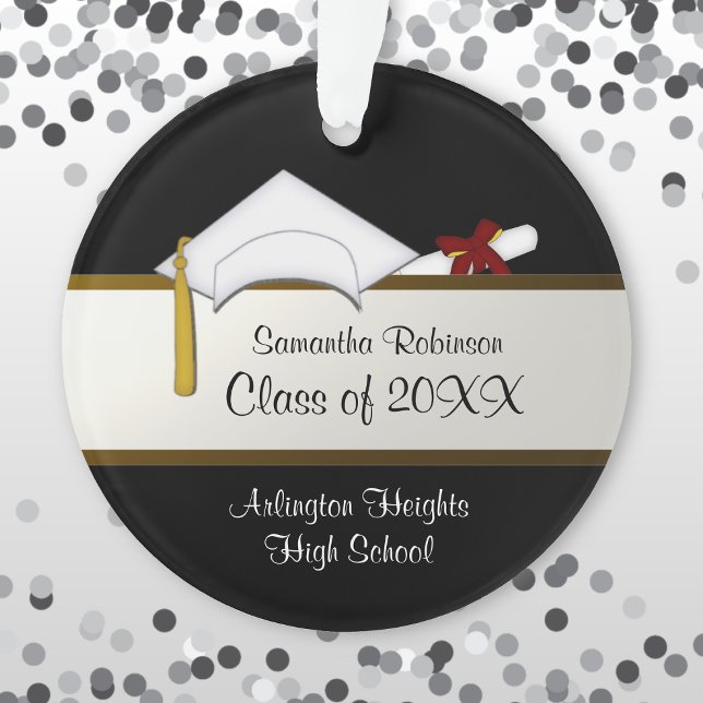 White Cap Graduation Acrylic Ornament (Creator Uploaded)