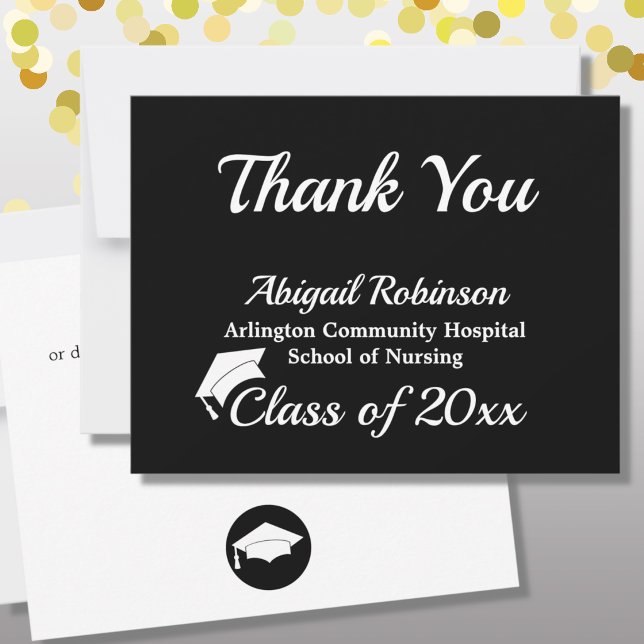 White Cap Graduation Thank You Card (Creator Uploaded)