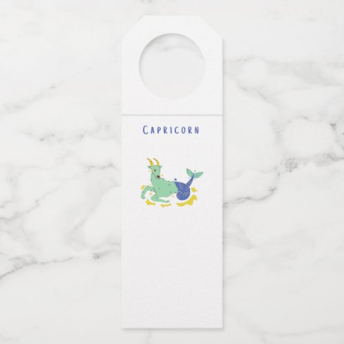 White Capricorn, zodiac, star print Bottle Hanger Tag