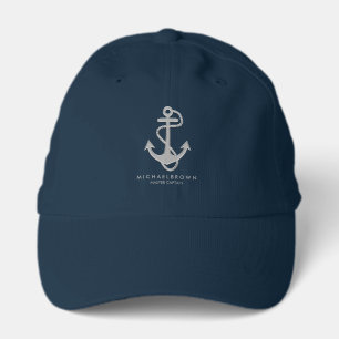White Captain Marine Gray Nautical Anchor Performance Cap