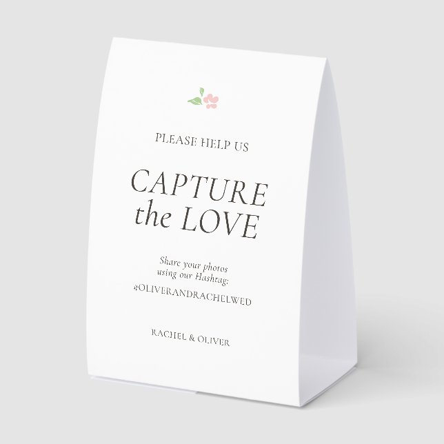 White | Capture the Love Wedding Table Top  Paper Table Tent (Front)