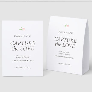 White   Capture the Love Wedding Table Top  Paper Table Tent
