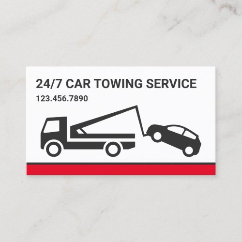 White Car Towing Service Tow Truck Business Card
