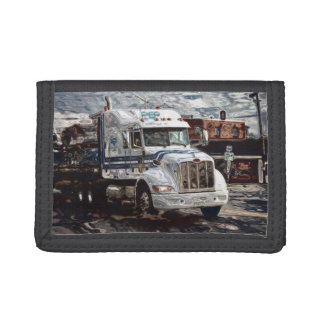White Cargo Truck Truck-lovers Supply Lorry Tri-fold Wallet
