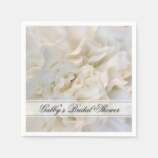 White Carnation Floral Bridal Shower Paper Napkins (Front)