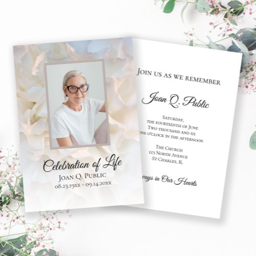 White Carnation Floral Celebration of Life Funeral Invitation