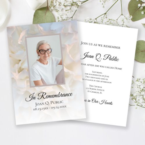 White Carnation Floral Death Anniversary Memorial Invitation