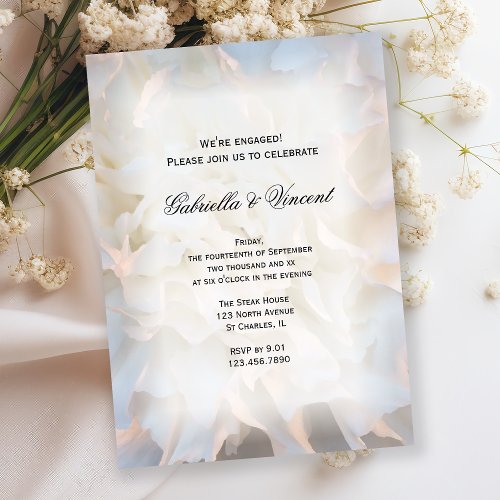 White Floral Engagement Party Invitation